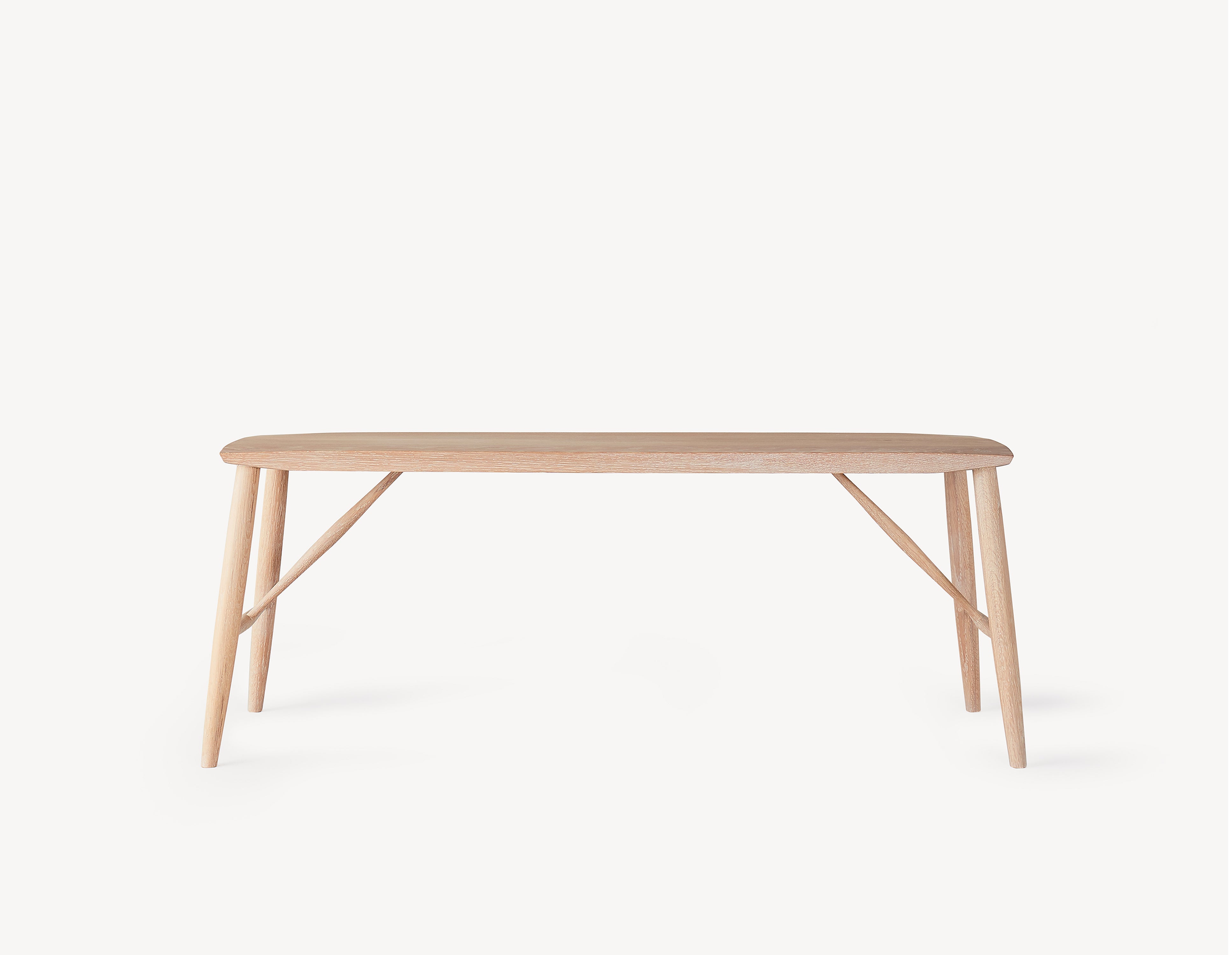 minimal white oak bench in light wood
